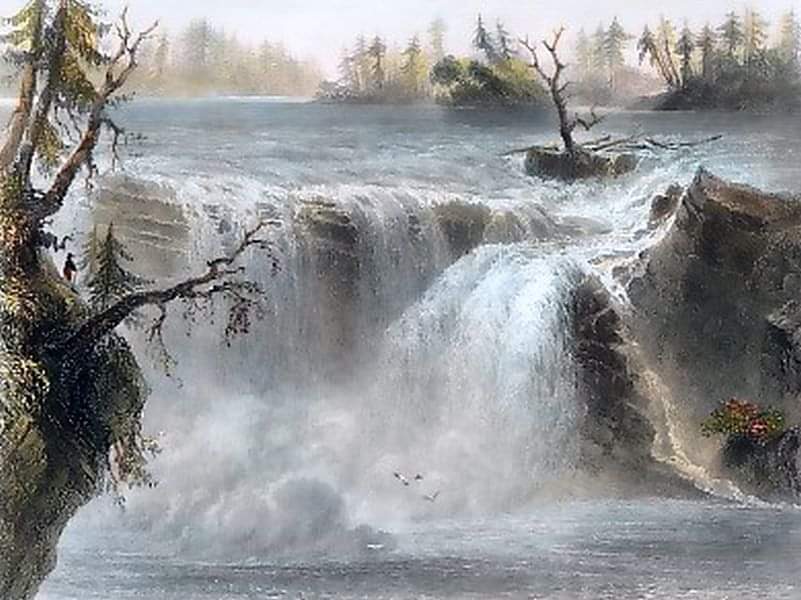 Bartlett print of Chaudiere Falls ca.1841.