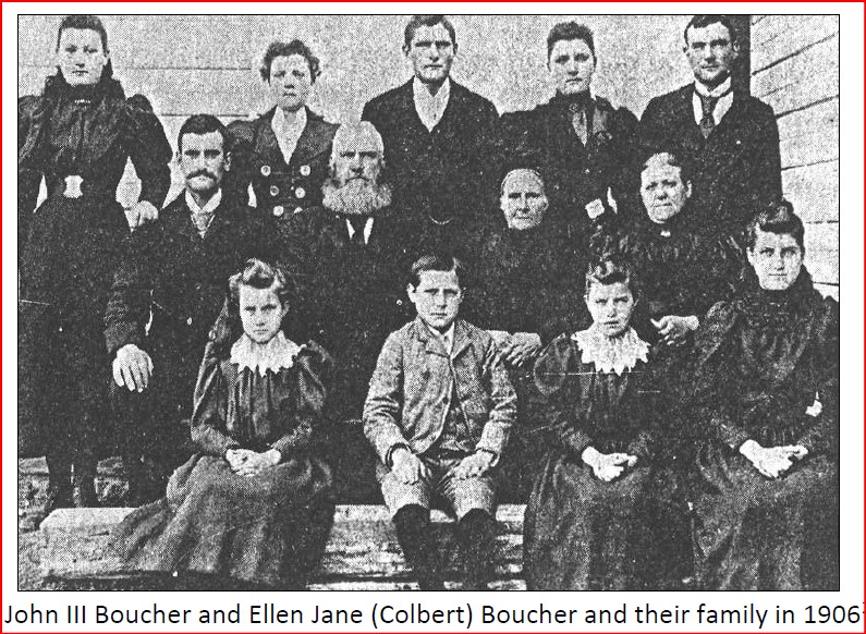 John Baird Boucher and his wife Ellen Jane Colbert and their family
