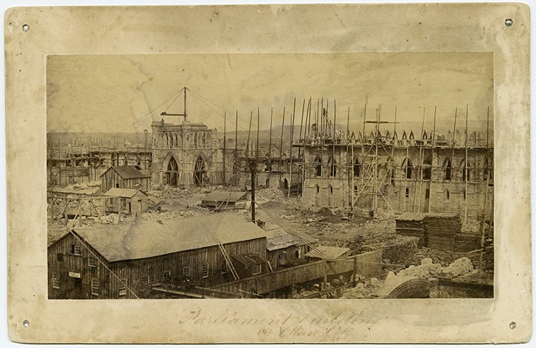 Parliament Buildings under construction in 1860.