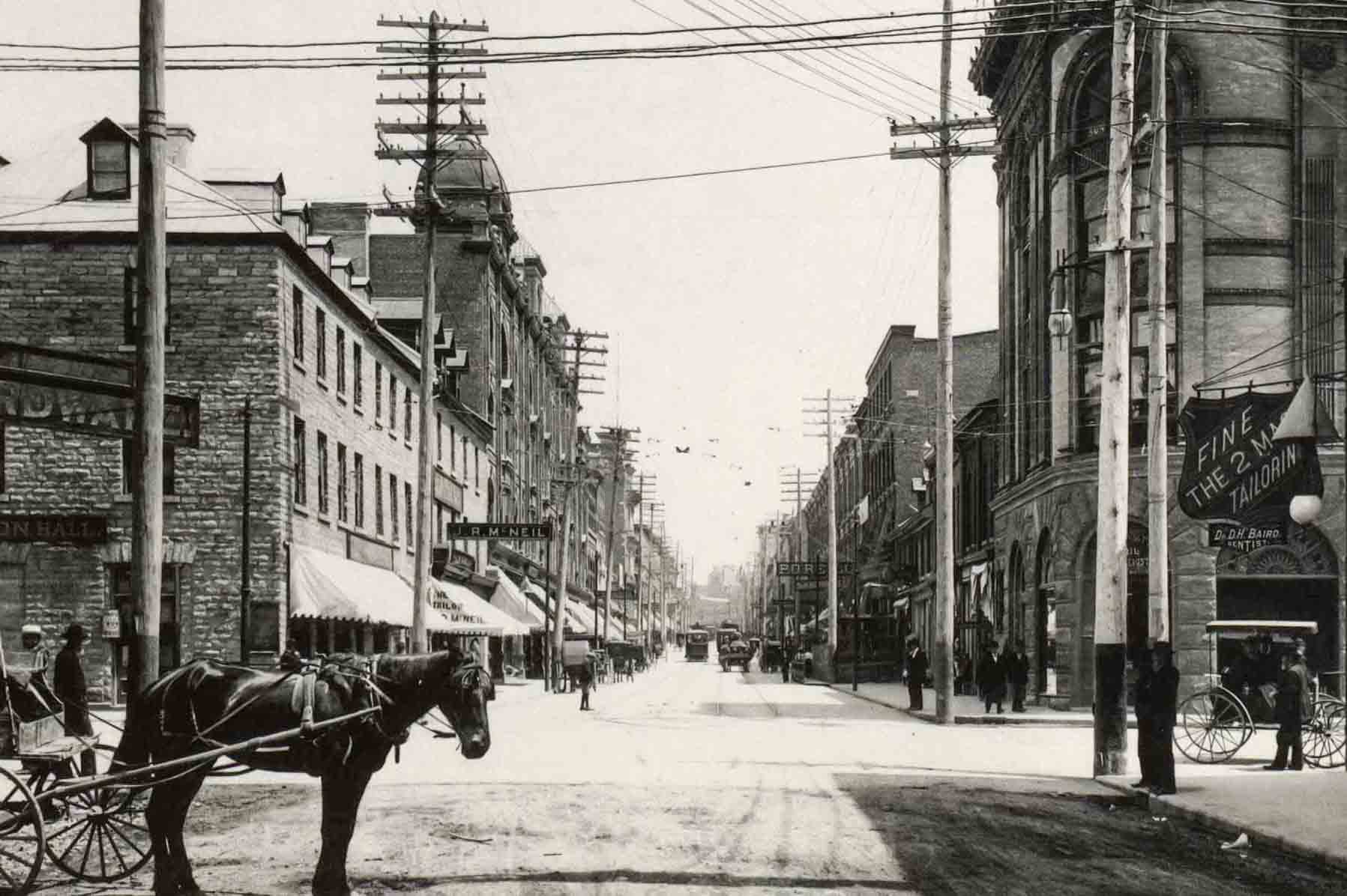 Sparks Street, Ottawa ca.1899. Looking east down Sparks Street from just beyond Bank when this intersection was Ottawa's
