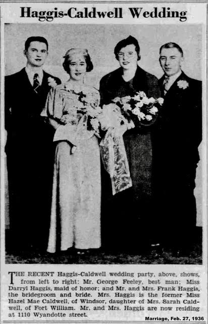 Wedding of Frank Haggis and Hazel Caldwell
